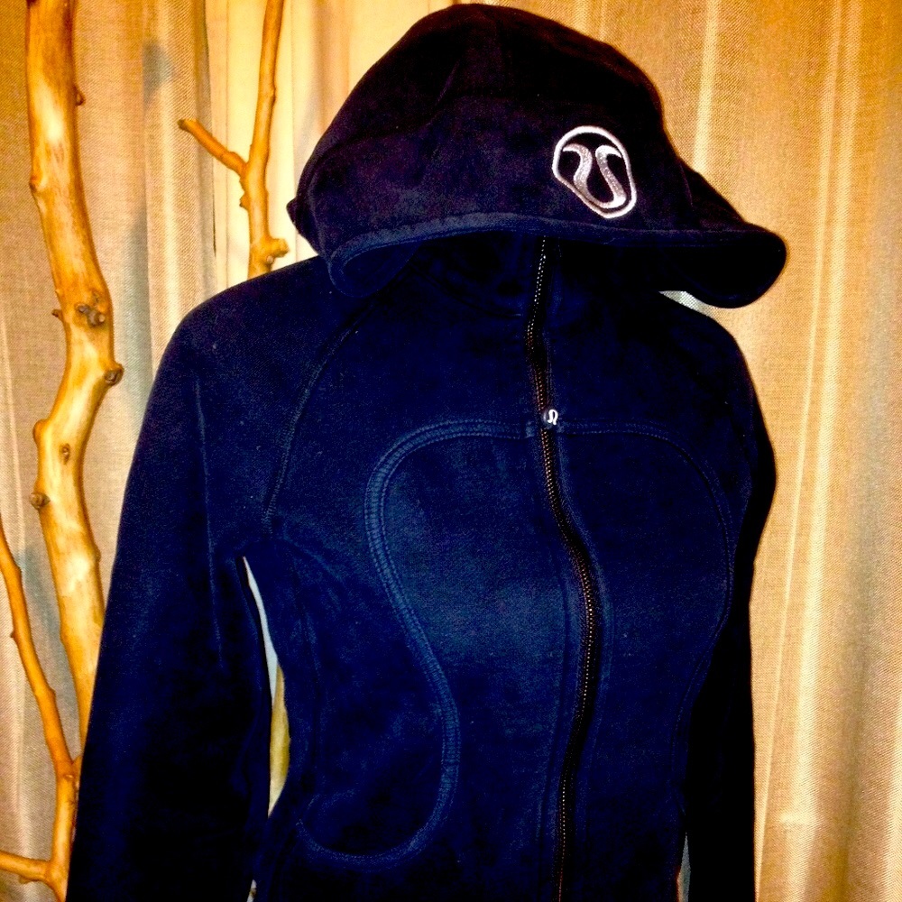 Lululemon thick black  scuba hoodie.Silver logo